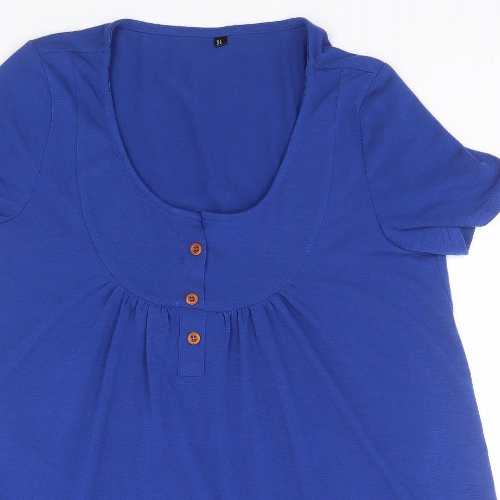Preworn Womens Blue   Basic T-Shirt Size XL Round Neck