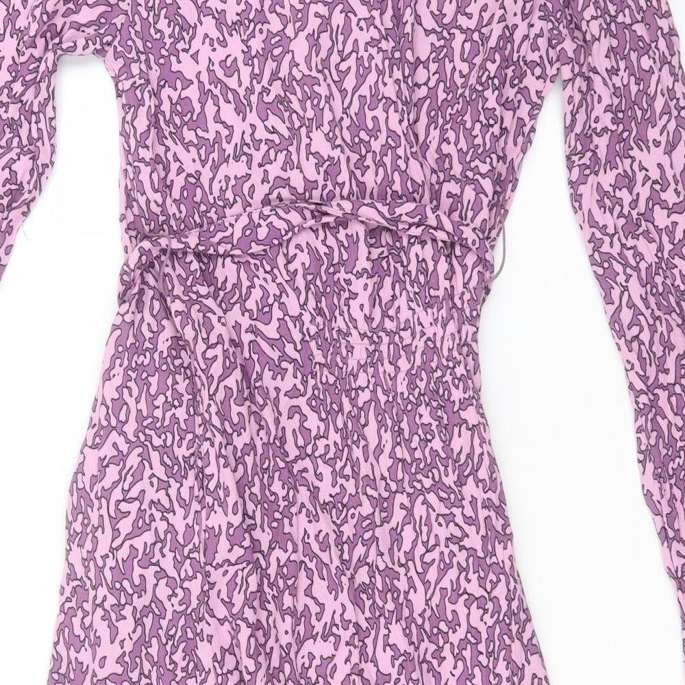 b.young Womens Blue Geometric Viscose T-Shirt Dress  Size 12  Collared