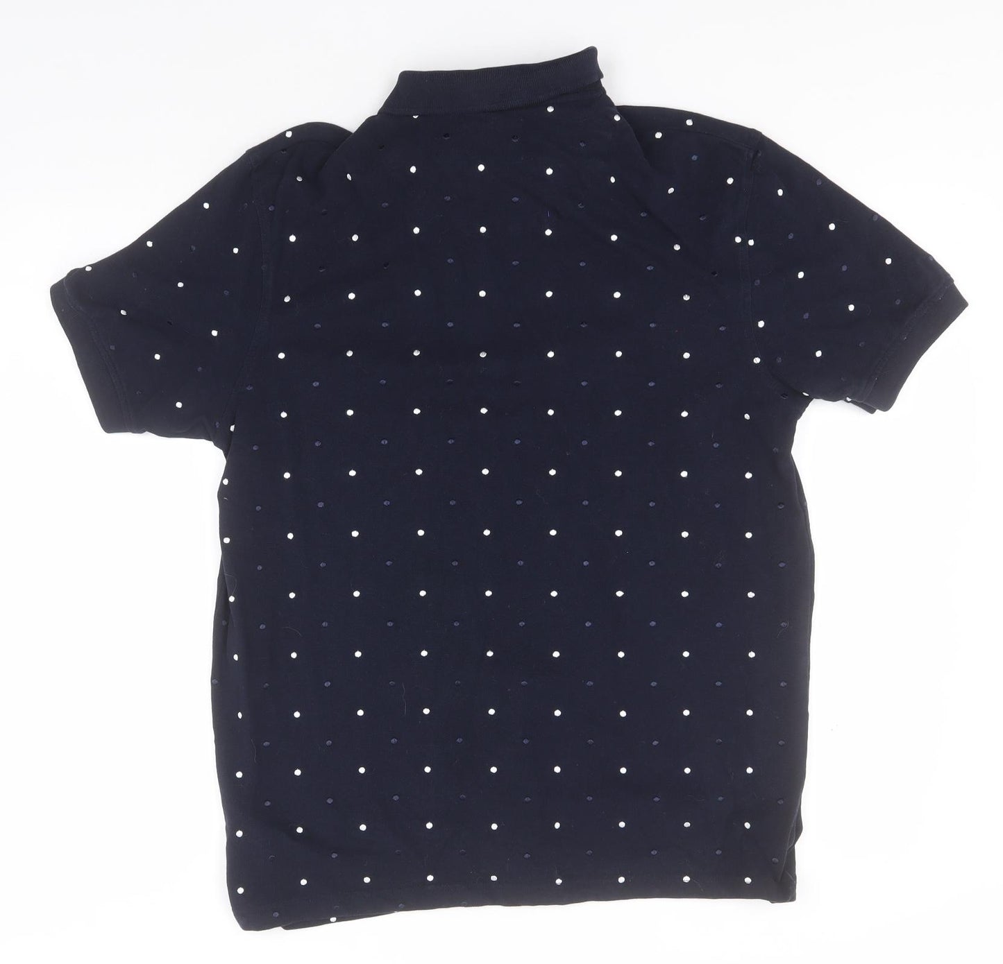 Zara Mens Blue Polka Dot Cotton  Polo Size XL Collared