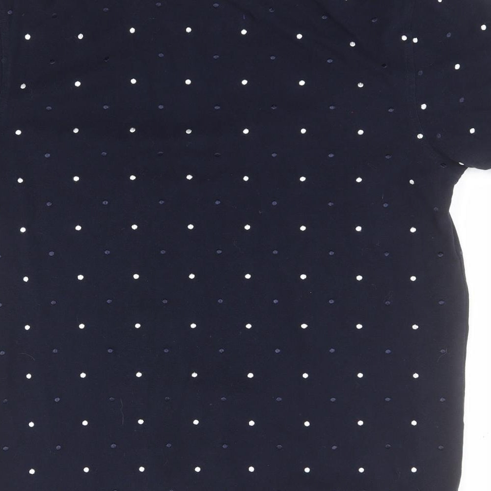Zara Mens Blue Polka Dot Cotton  Polo Size XL Collared