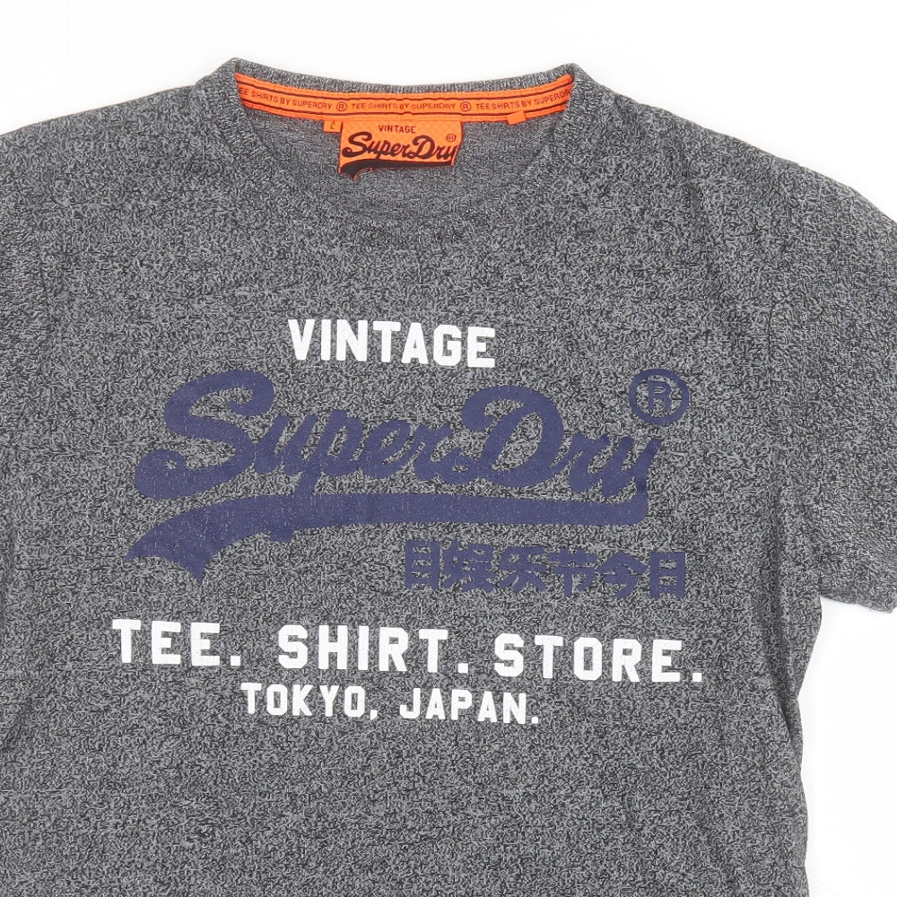 Superdry Mens Grey    T-Shirt Size L Round Neck