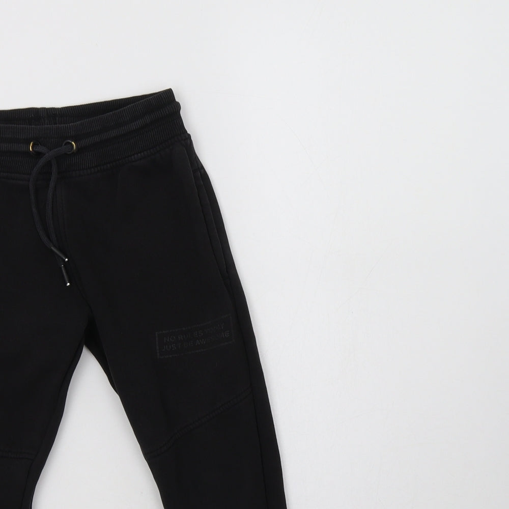 George Boys Black  Cotton Jogger Trousers Size 5-6 Years  Regular Drawstring