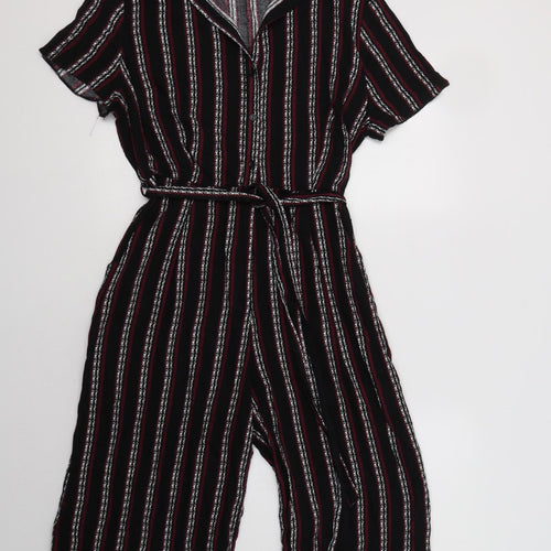 New Look Womens Black Striped Viscose Jumpsuit One-Piece Size 16 L15 in Button