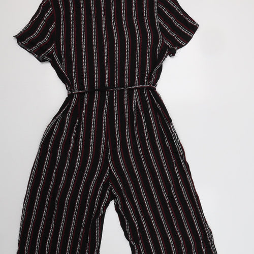 New Look Womens Black Striped Viscose Jumpsuit One-Piece Size 16 L15 in Button