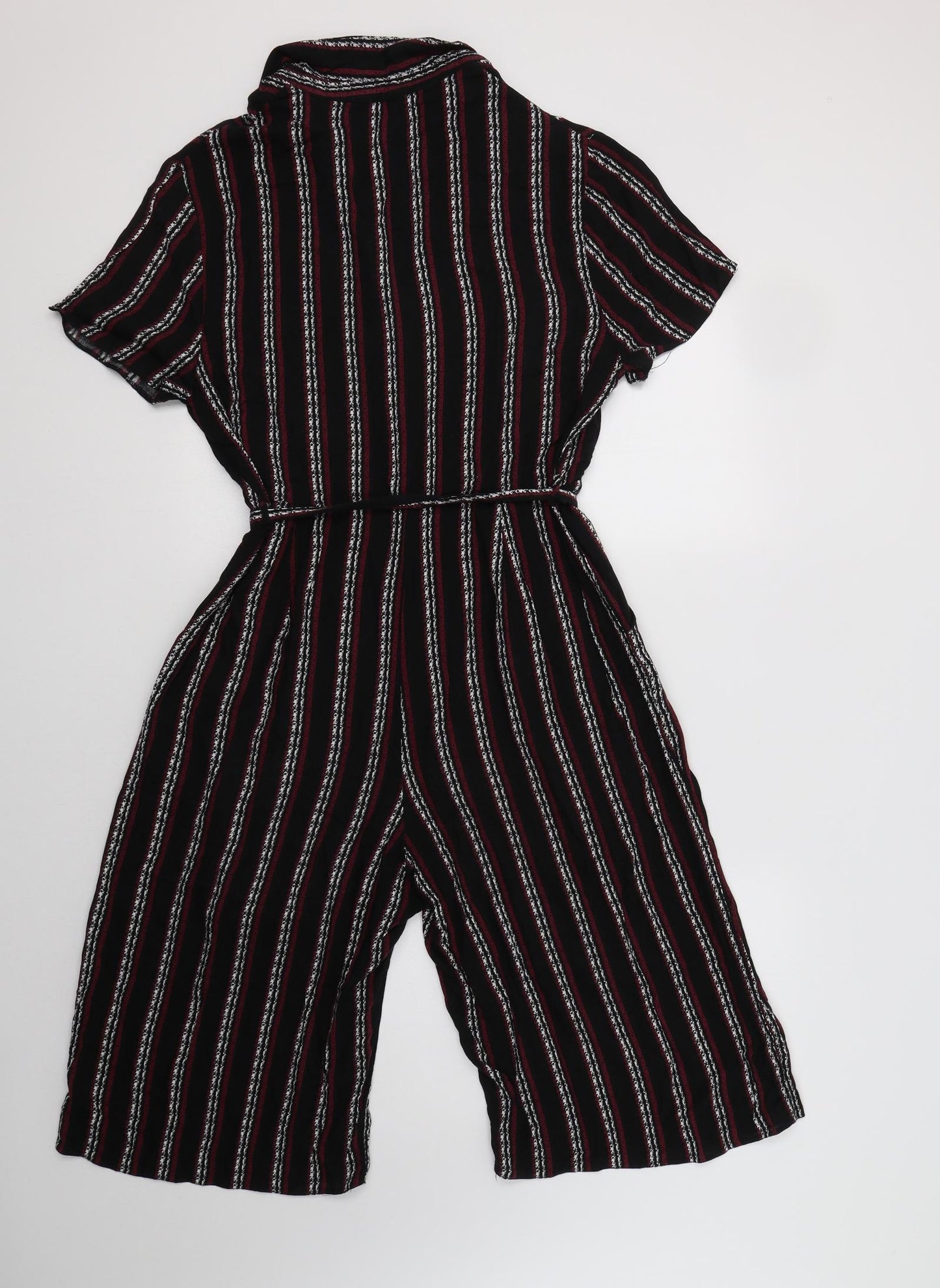 New Look Womens Black Striped Viscose Jumpsuit One-Piece Size 16 L15 in Button