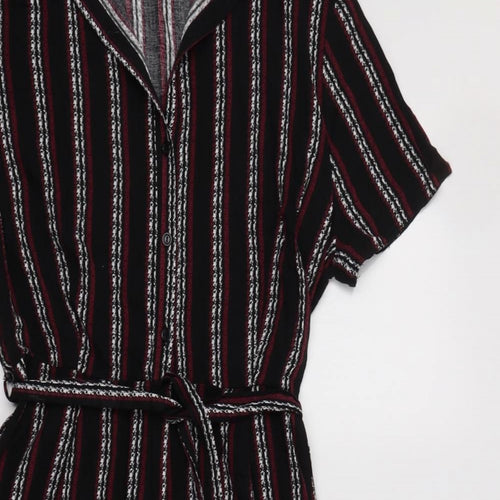 New Look Womens Black Striped Viscose Jumpsuit One-Piece Size 16 L15 in Button