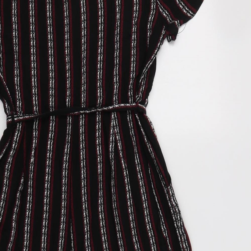 New Look Womens Black Striped Viscose Jumpsuit One-Piece Size 16 L15 in Button