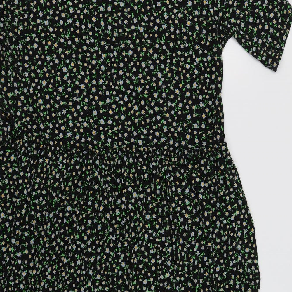 F&F Womens Black Floral Viscose A-Line  Size 18  Crew Neck  - Tiered