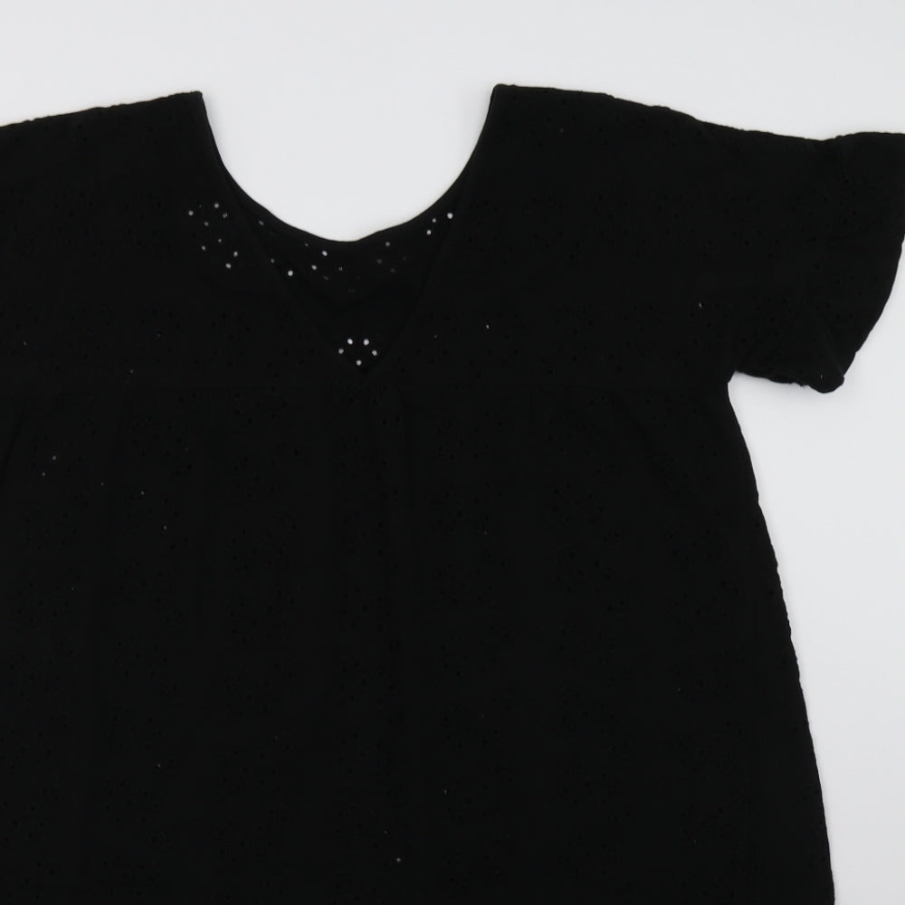 ASOS Womens Black  Cotton A-Line  Size 10  V-Neck