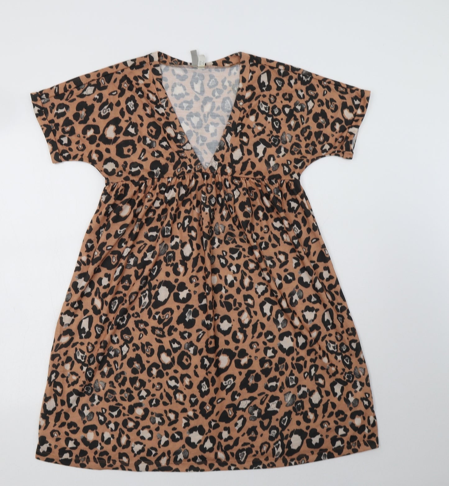ASOS Womens Brown Animal Print Polyester A-Line  Size 8  V-Neck