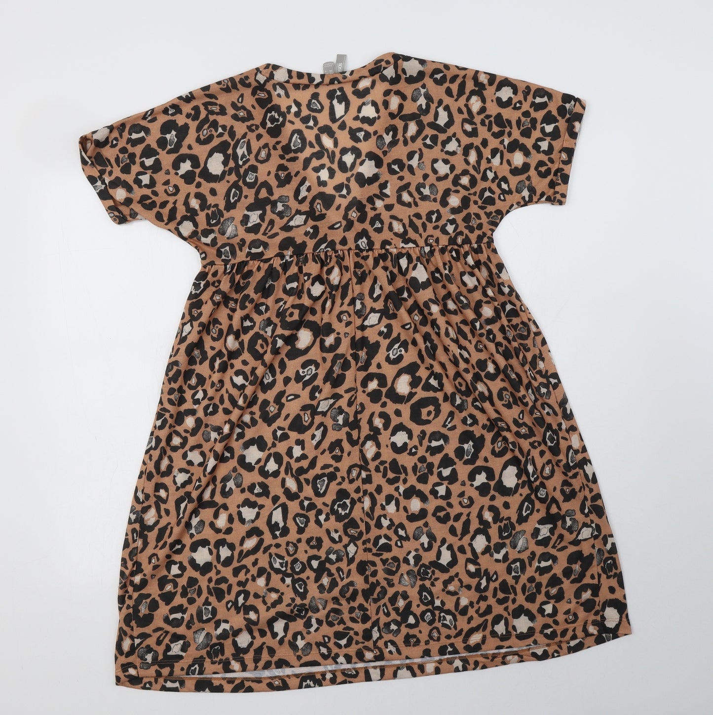 ASOS Womens Brown Animal Print Polyester A-Line  Size 8  V-Neck