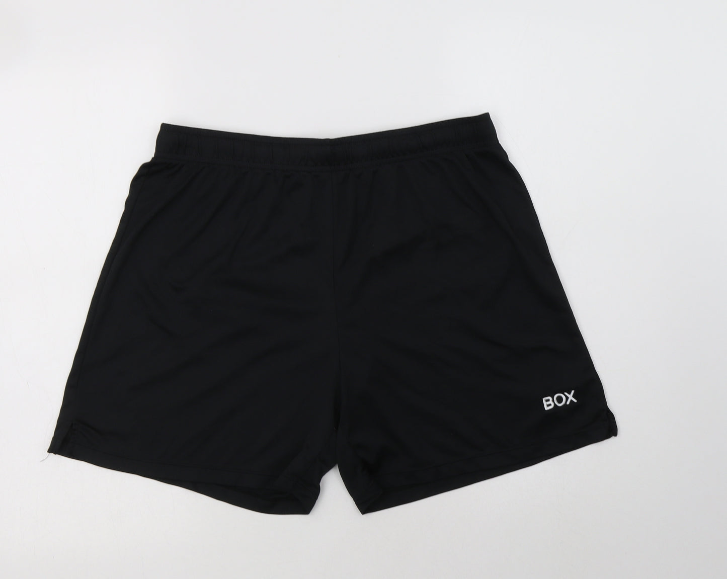 Box Mens Black  Polyester Sweat Shorts Size XL L6 in Regular Drawstring