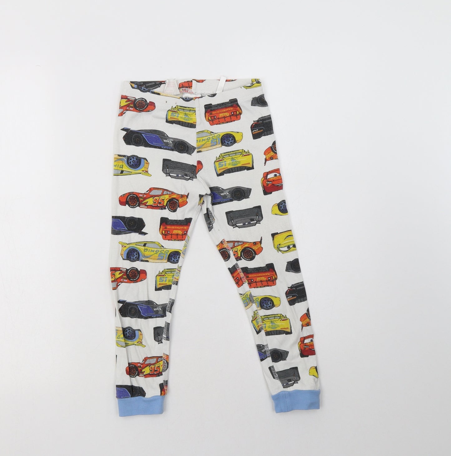 H&M Boys White Geometric Cotton  Pyjama Pants Size 4-5 Years   - Cars