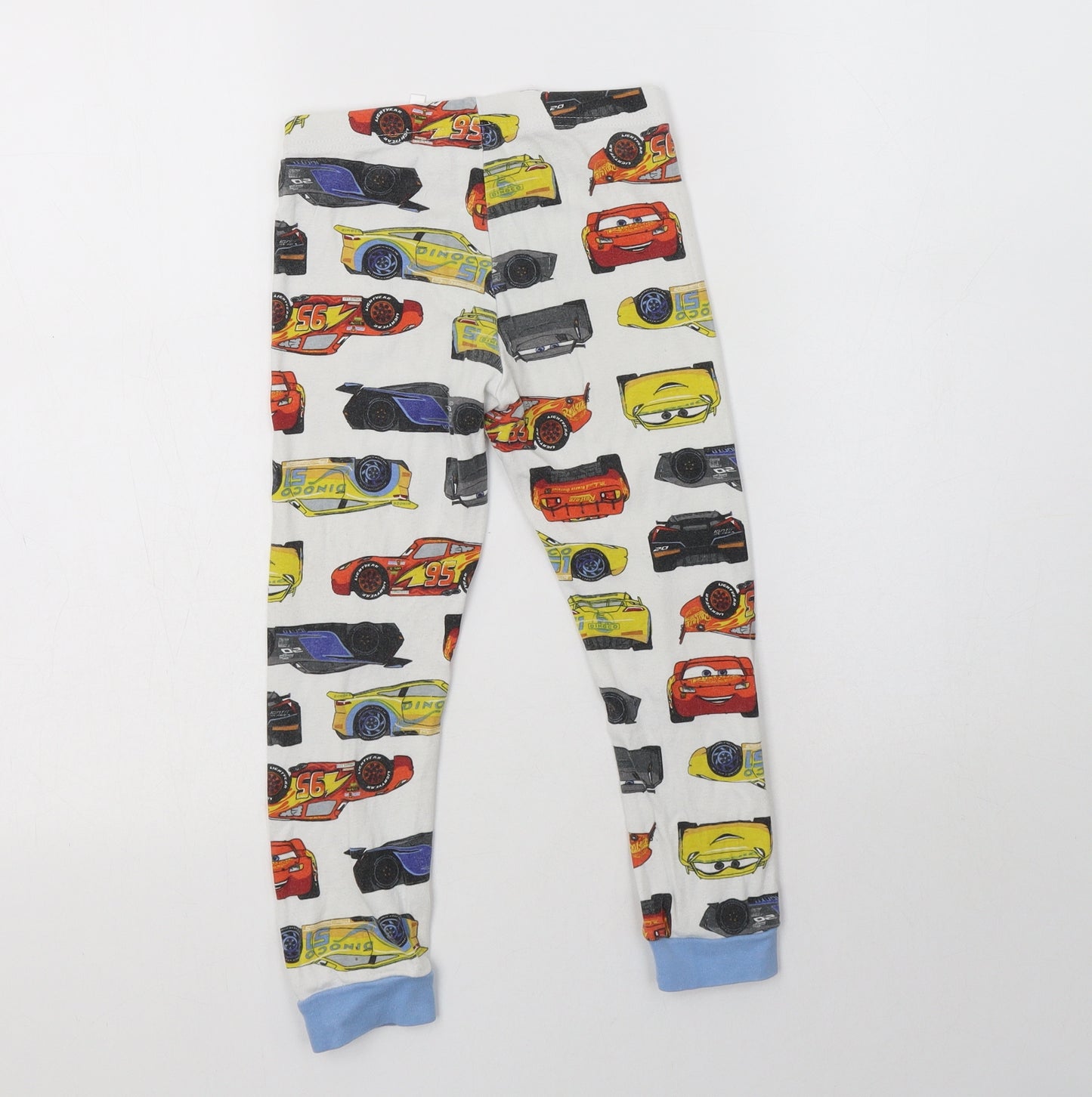H&M Boys White Geometric Cotton  Pyjama Pants Size 4-5 Years   - Cars