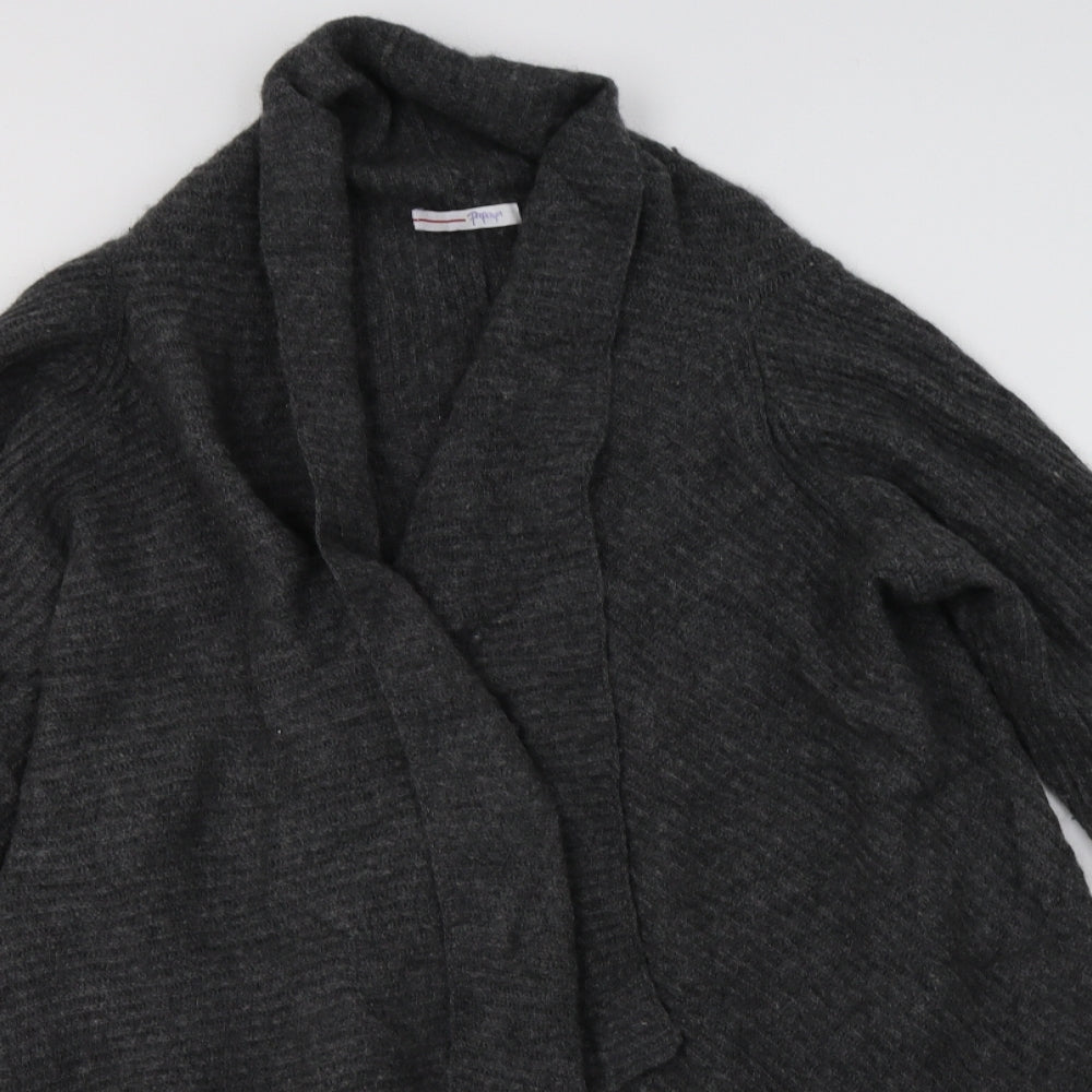 Papaya Womens Grey V-Neck  Wool Cardigan Jumper Size 12