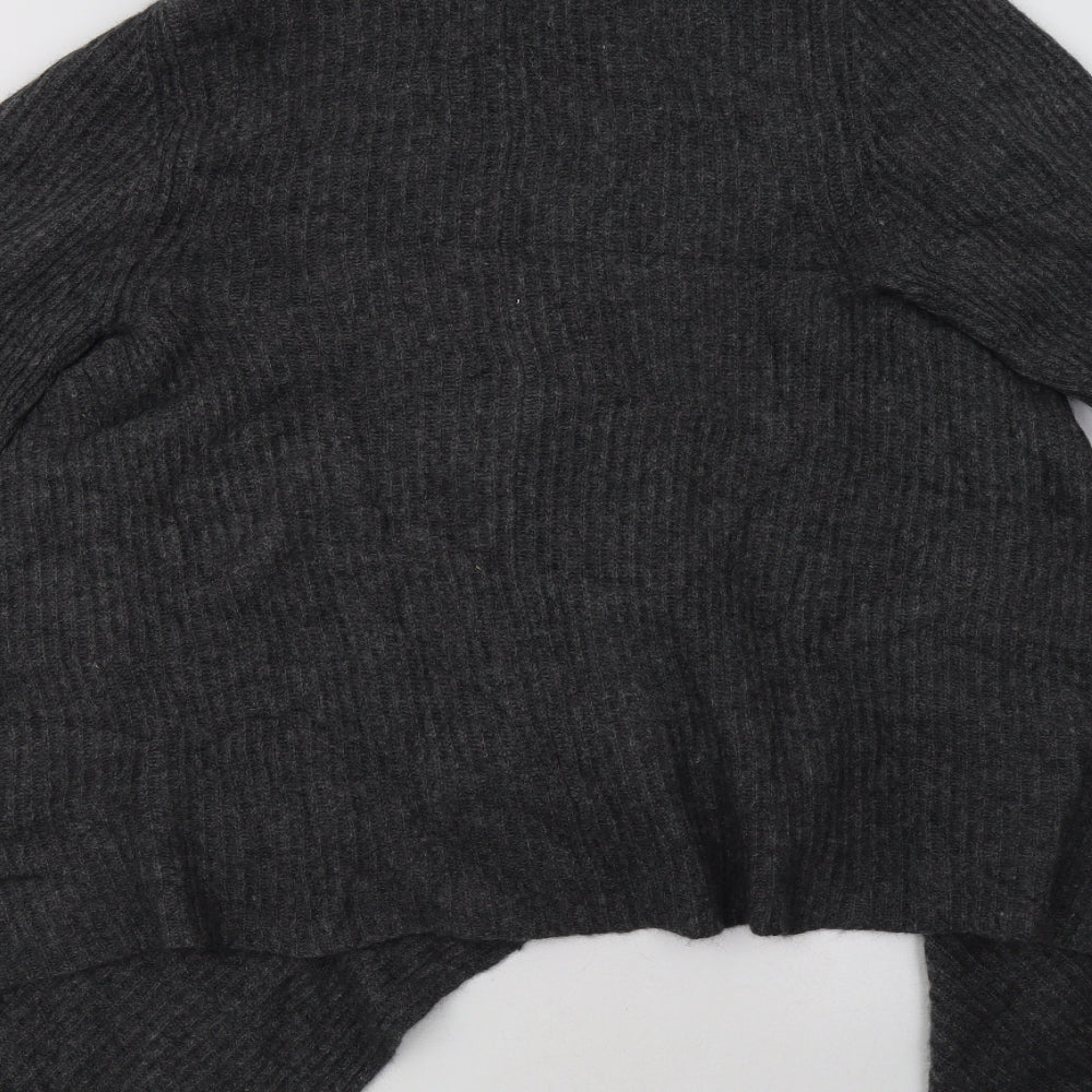 Papaya Womens Grey V-Neck  Wool Cardigan Jumper Size 12