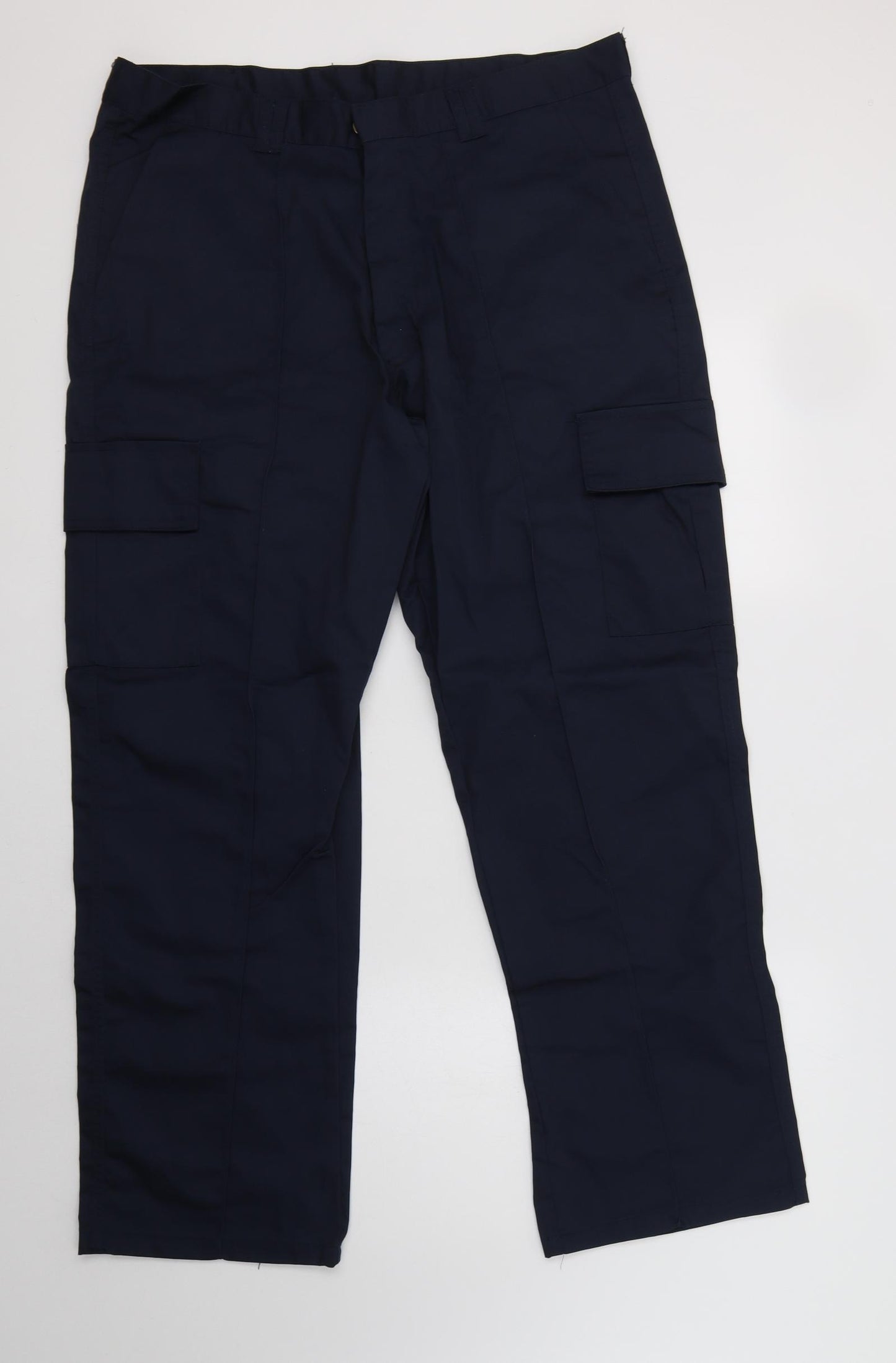 Uneek Mens Blue  Polyester Cargo Trousers Size 36 L31 in Regular Button - Work Wear