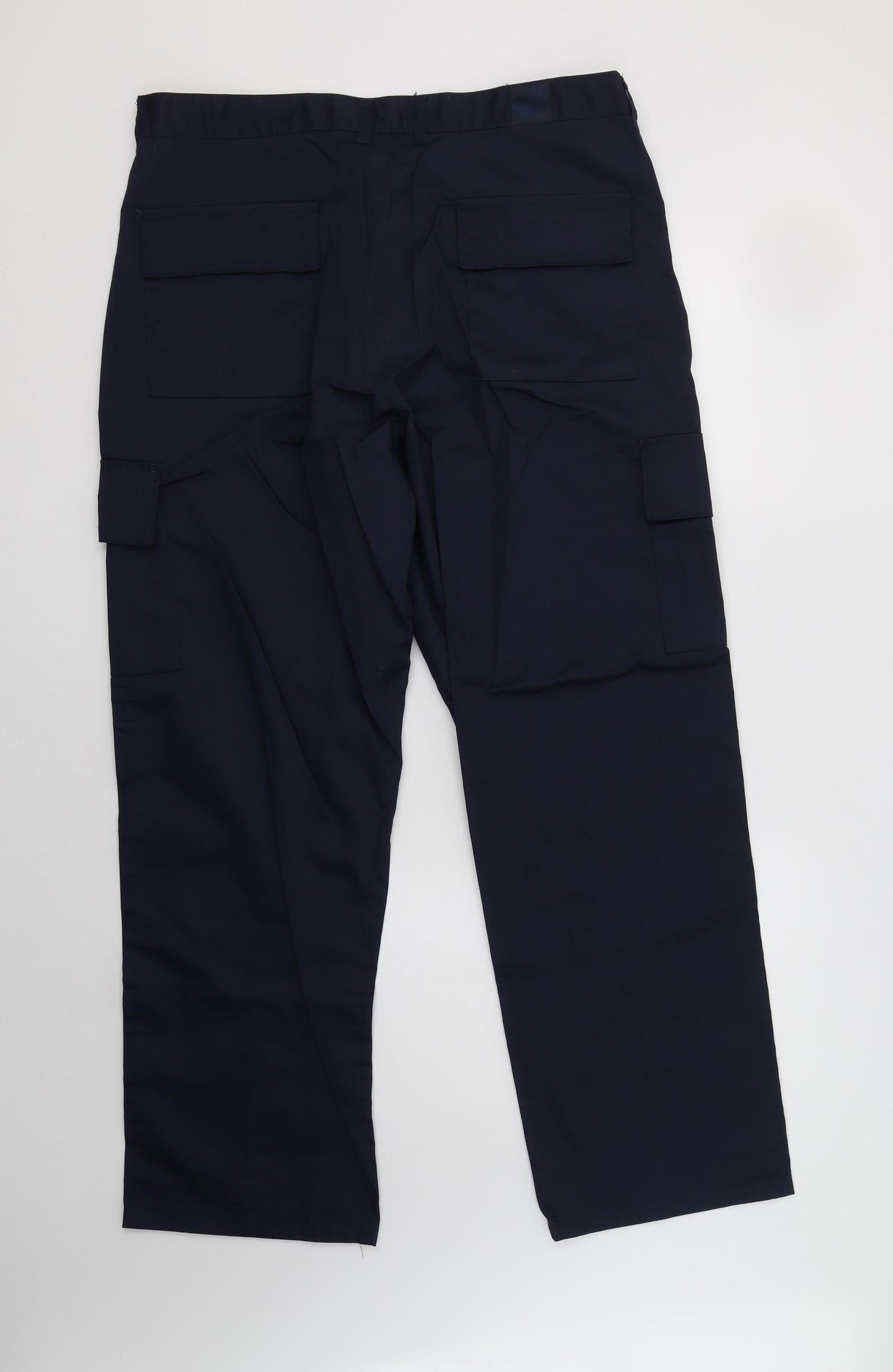 Uneek Mens Blue  Polyester Cargo Trousers Size 36 L31 in Regular Button - Work Wear