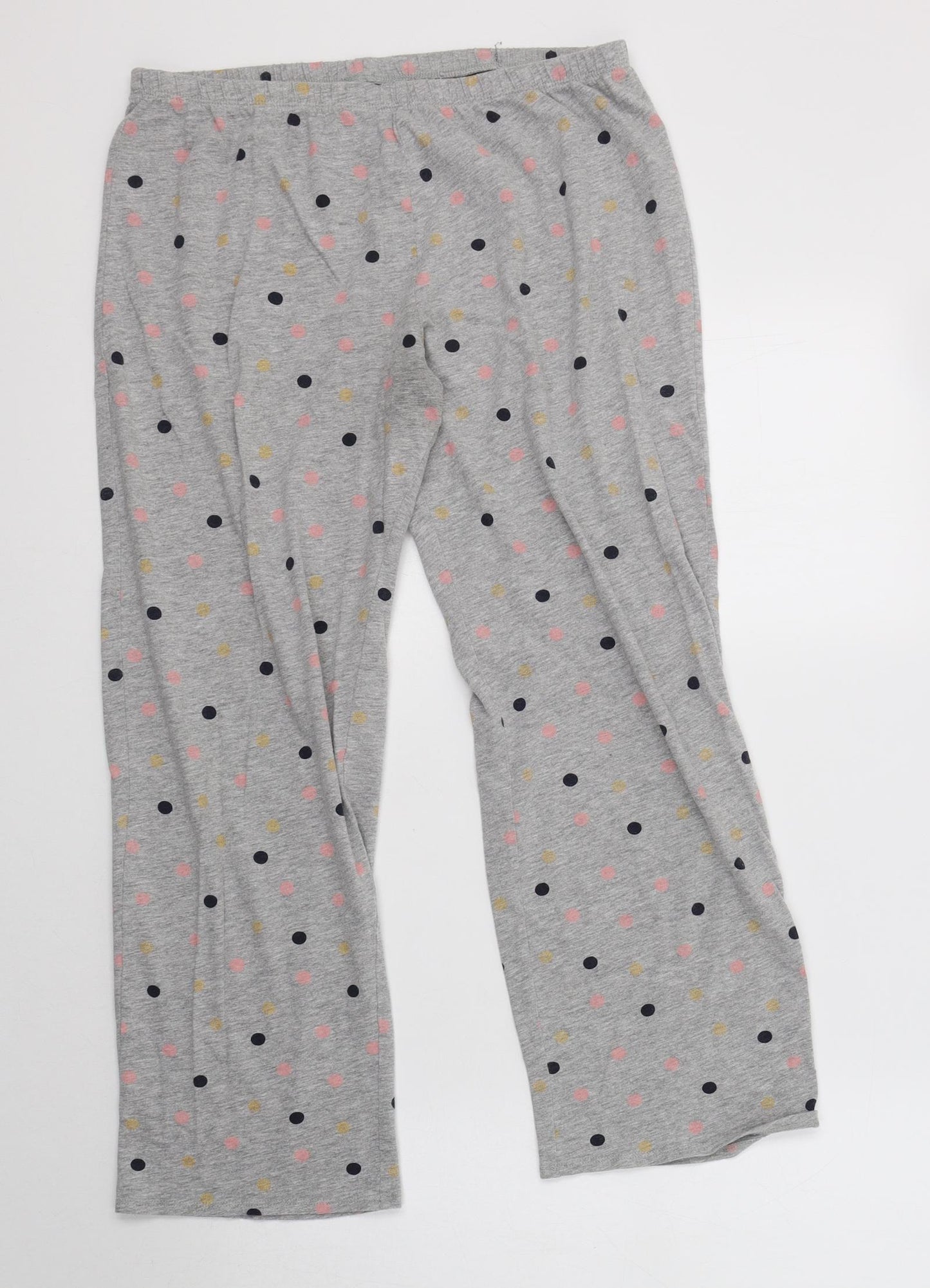 M&S Womens Grey Polka Dot Cotton  Pyjama Pants Size M