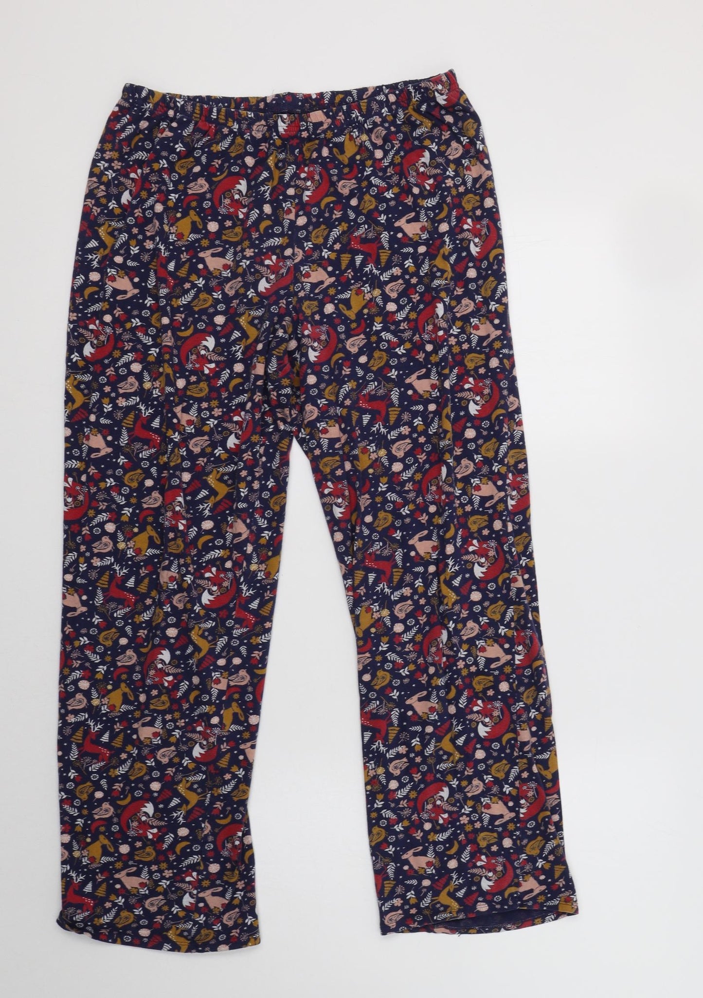 M&S Womens Blue Floral Cotton  Pyjama Pants Size 14