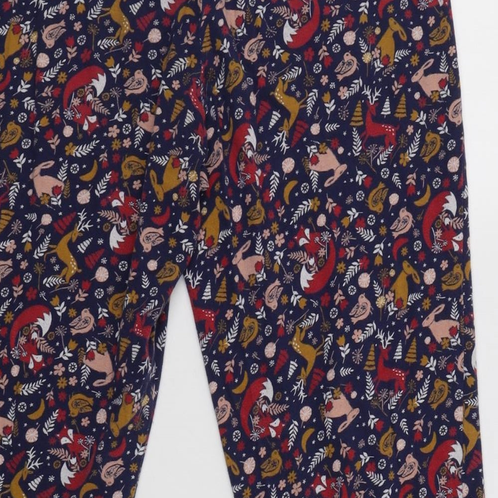 M&S Womens Blue Floral Cotton  Pyjama Pants Size 14