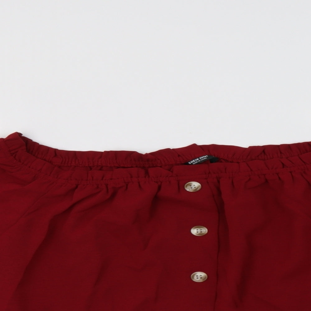 SheIn Womens Red  Polyester Basic Blouse Size XL Off the Shoulder
