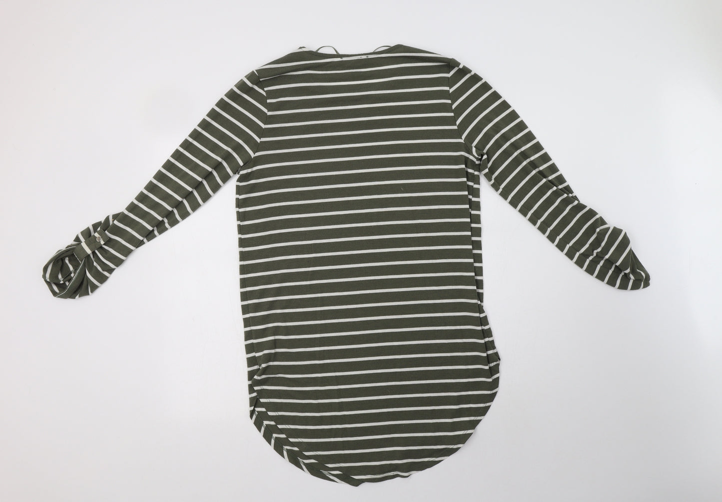 Primark Womens Green Striped Polyester T-Shirt Dress  Size M  Crew Neck  - Hello Weekend