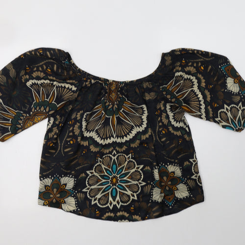 AX Paris Womens Black Floral Polyester Basic Blouse Size 8 Off the Shoulder