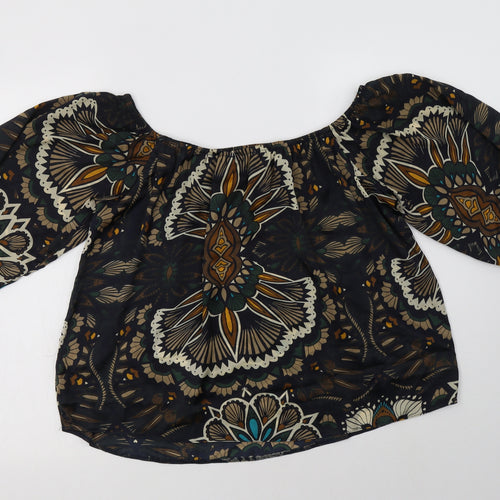 AX Paris Womens Black Floral Polyester Basic Blouse Size 8 Off the Shoulder