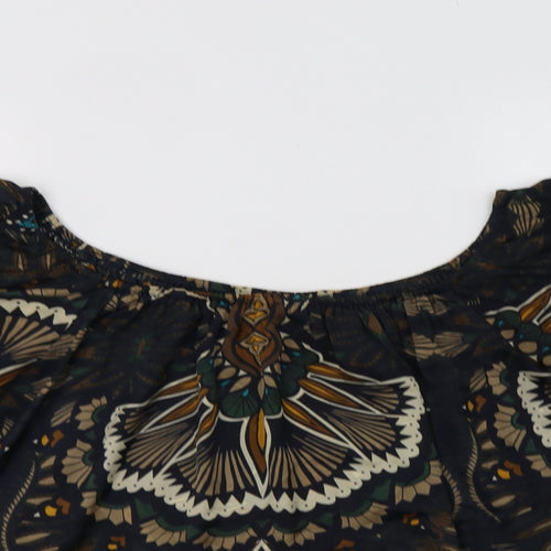 AX Paris Womens Black Floral Polyester Basic Blouse Size 8 Off the Shoulder