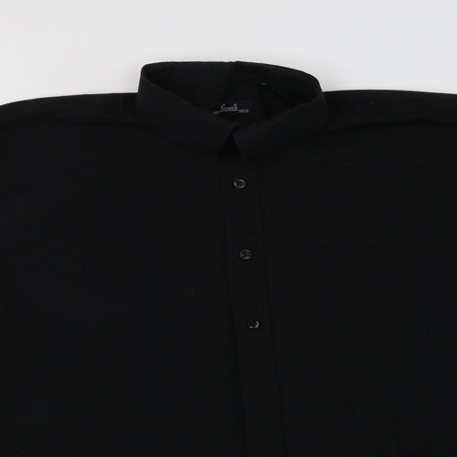 Premier Mens Black  Polyester  Dress Shirt Size 16.5 Collared Button