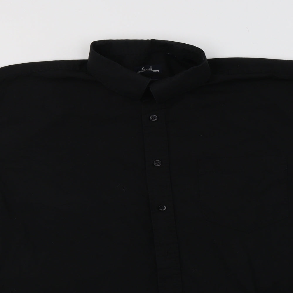 Premier Mens Black  Polyester  Dress Shirt Size 16.5 Collared Button