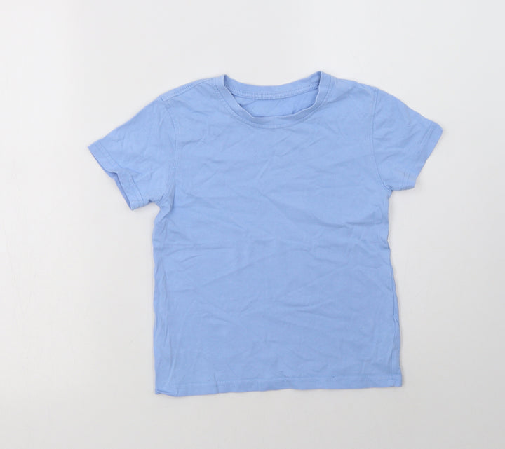 George Boys Blue  Cotton Basic T-Shirt Size 6-7 Years Crew Neck  - School Wear