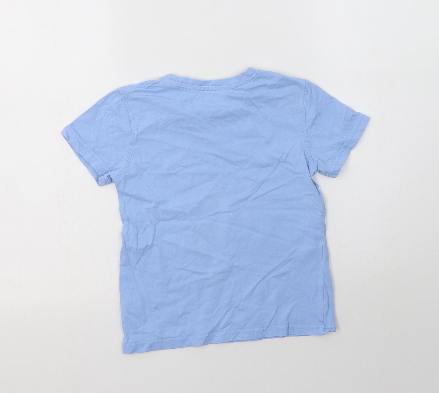 George Boys Blue  Cotton Basic T-Shirt Size 6-7 Years Crew Neck  - School Wear