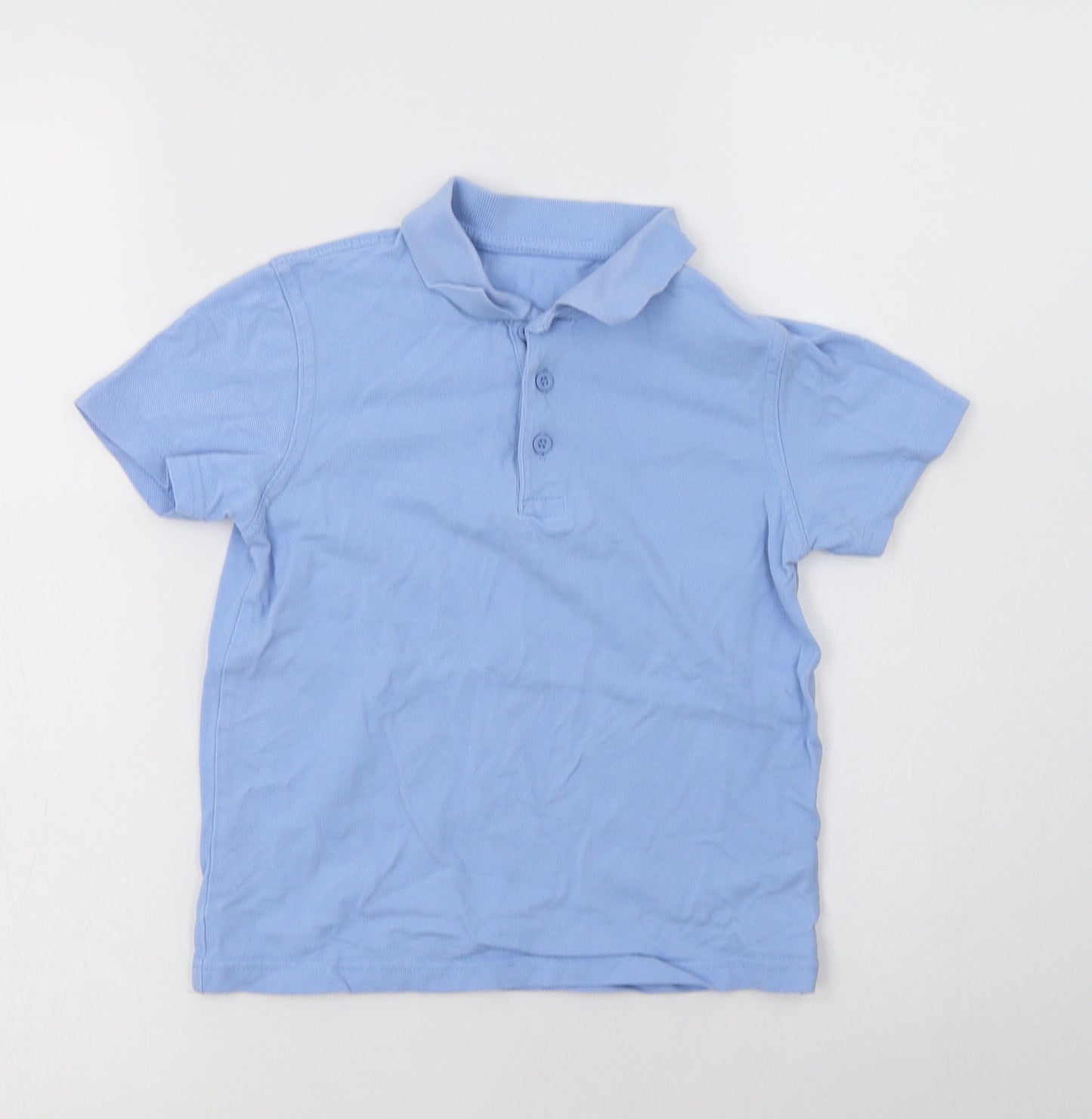 George Boys Blue  Cotton Basic Polo Size 6-7 Years Collared Button - School Wear
