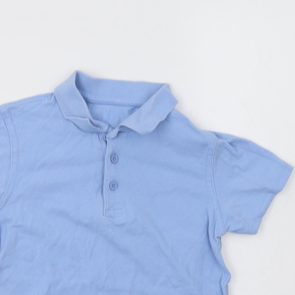 George Boys Blue  Cotton Basic Polo Size 6-7 Years Collared Button - School Wear