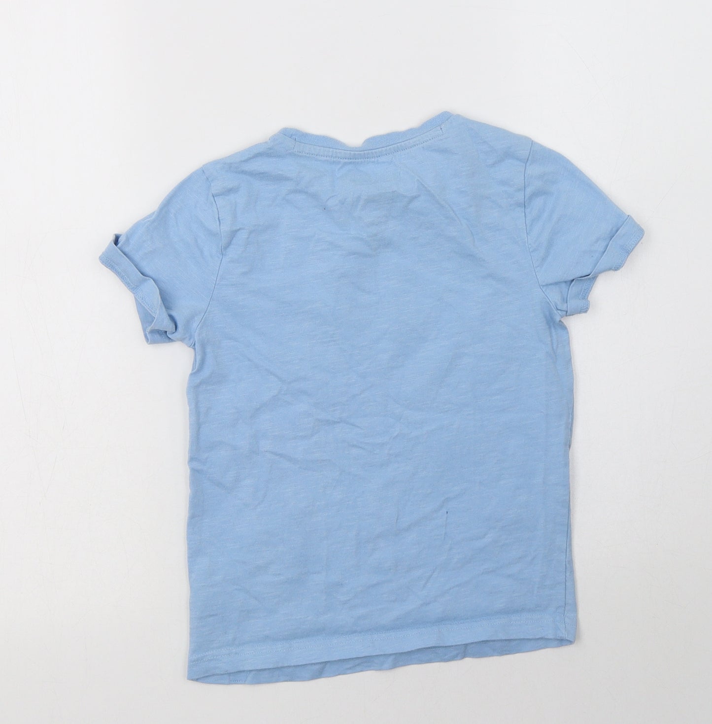 Nutmeg Girls Blue  Cotton Basic T-Shirt Size 6-7 Years Crew Neck  - Sea Creatures