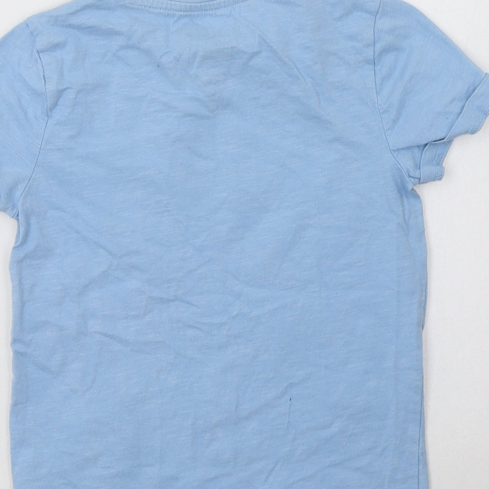 Nutmeg Girls Blue  Cotton Basic T-Shirt Size 6-7 Years Crew Neck  - Sea Creatures