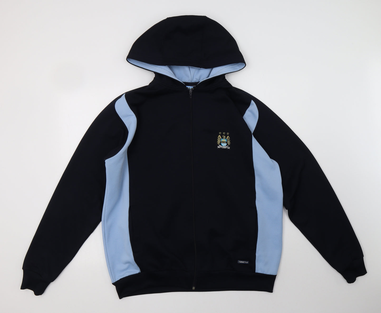 Manchester City FC Mens Blue  Polyester Full Zip Hoodie Size XL   - M.C.F.C.
