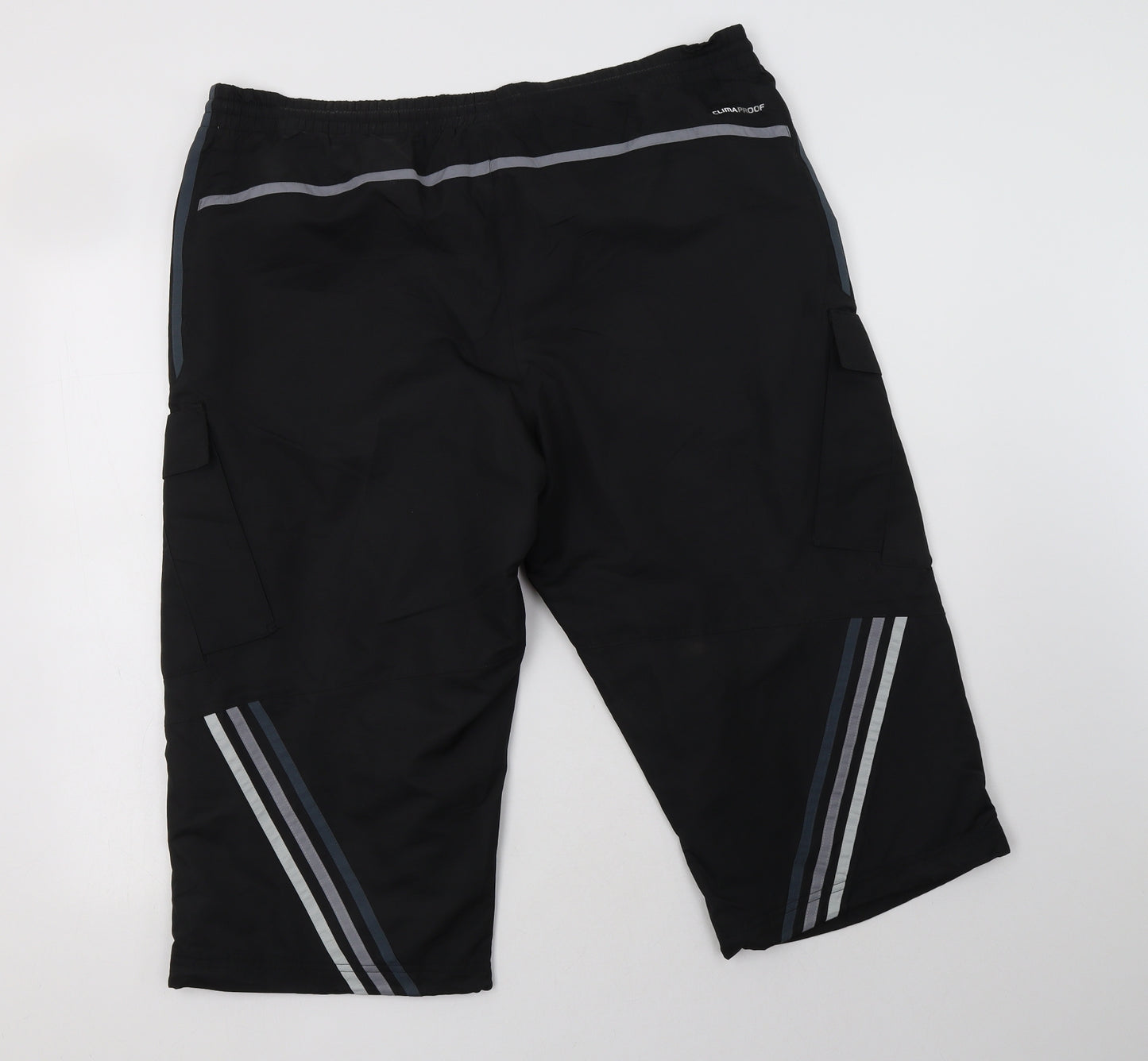 adidas Mens Black Striped Polyester Cargo Shorts Size L L16 in Regular Drawstring