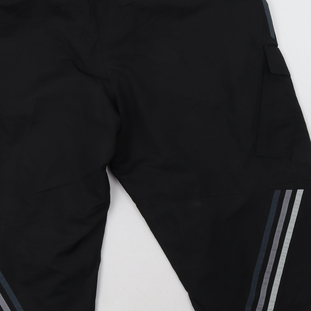 adidas Mens Black Striped Polyester Cargo Shorts Size L L16 in Regular Drawstring