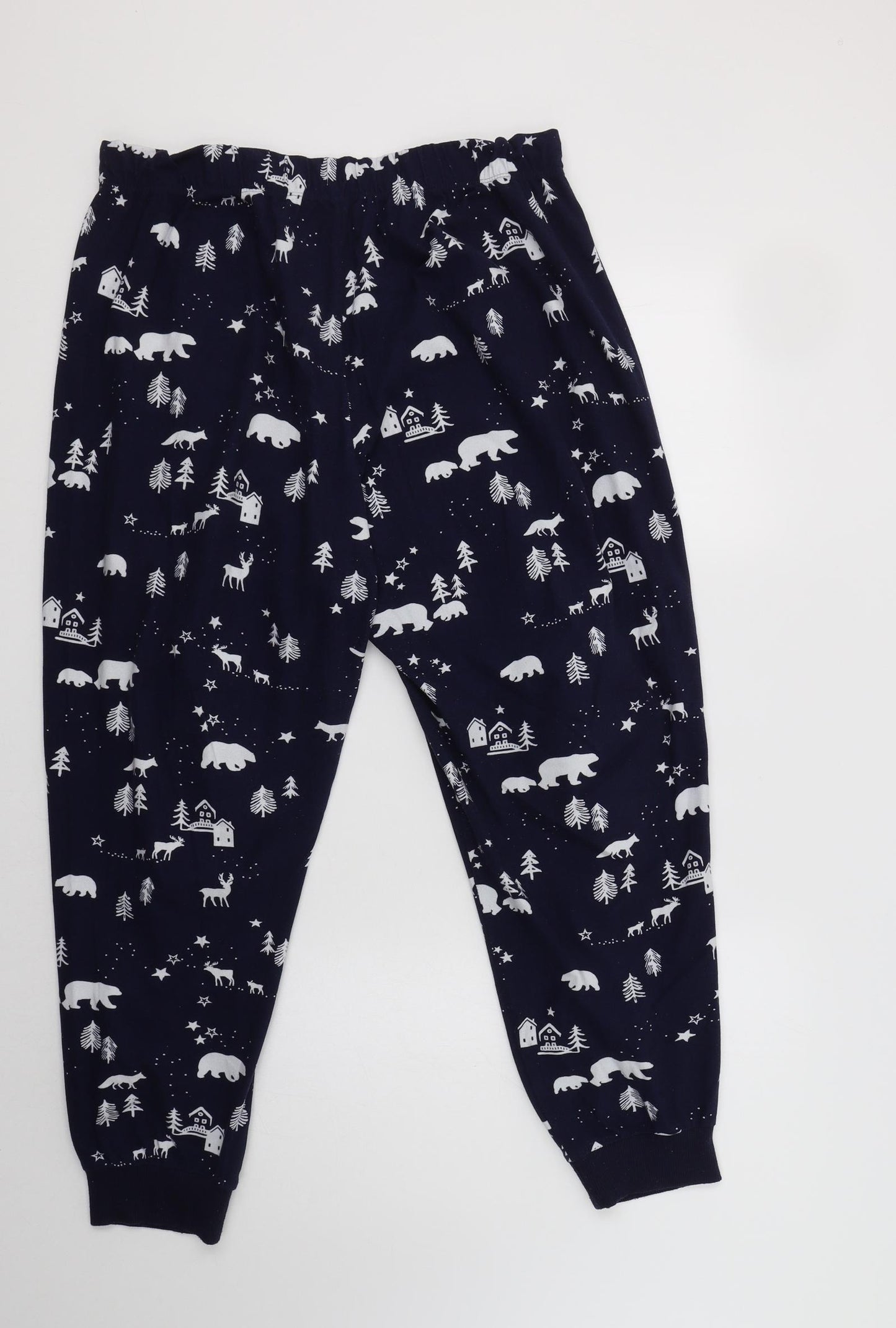 F&F Womens Blue Geometric Polyester  Pyjama Pants Size M   - Polar Bear Print