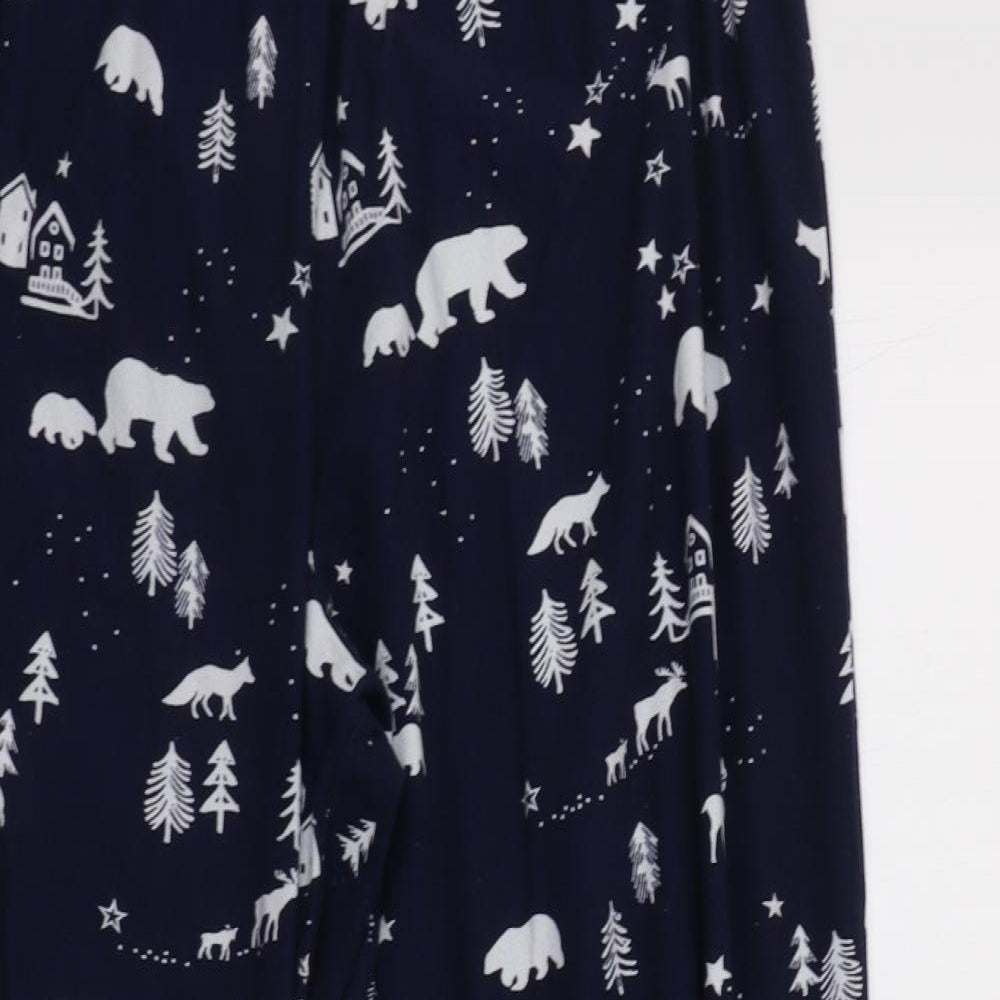 F&F Womens Blue Geometric Polyester  Pyjama Pants Size M   - Polar Bear Print