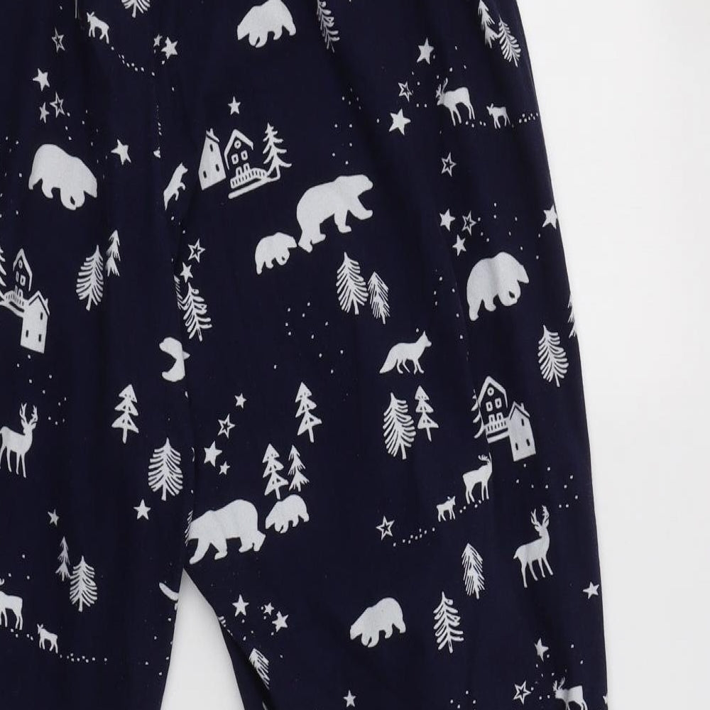 F&F Womens Blue Geometric Polyester  Pyjama Pants Size M   - Polar Bear Print