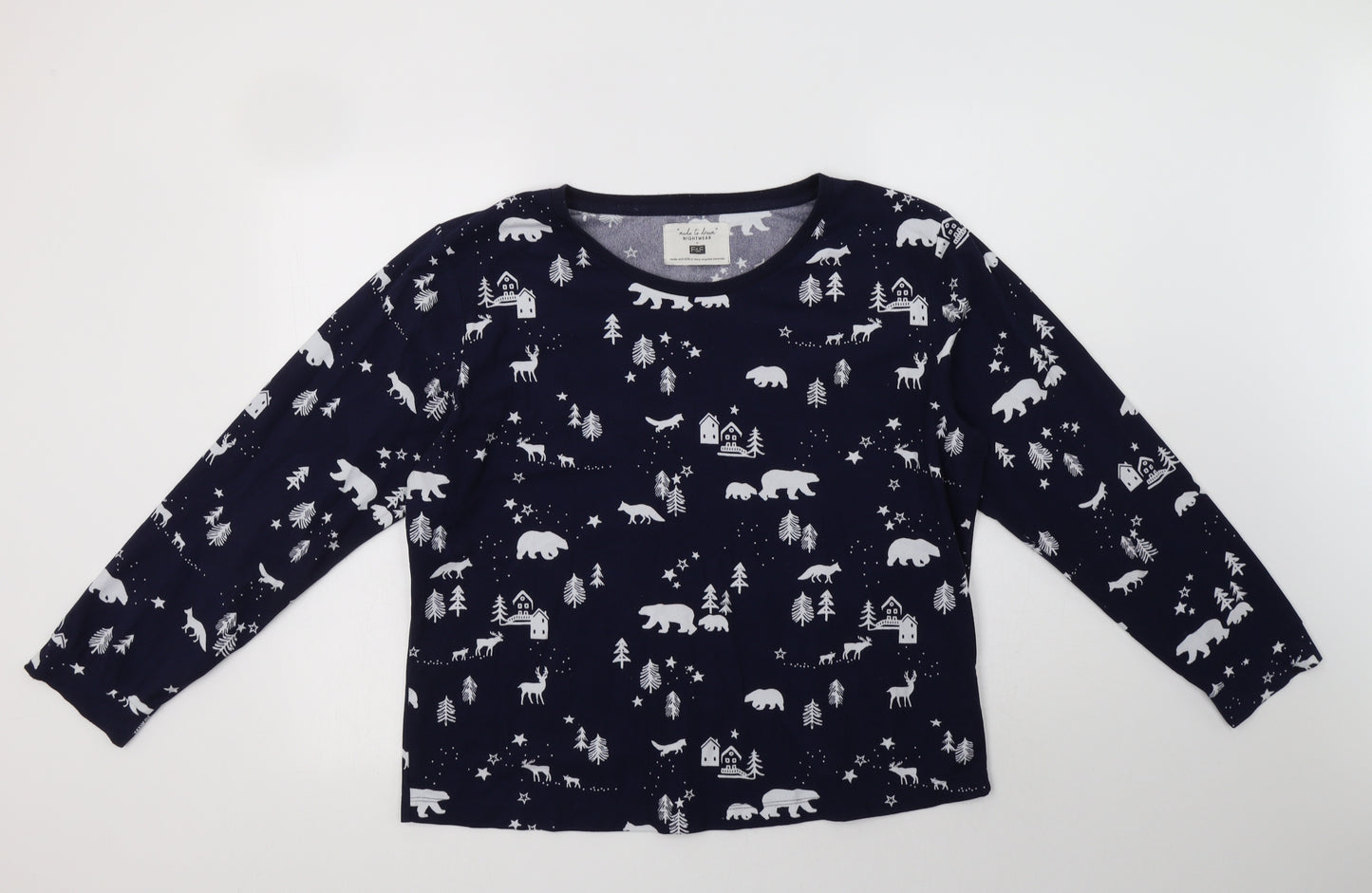 F&F Womens Blue Geometric Polyester Top Pyjama Top Size M   - Polar Bear Print
