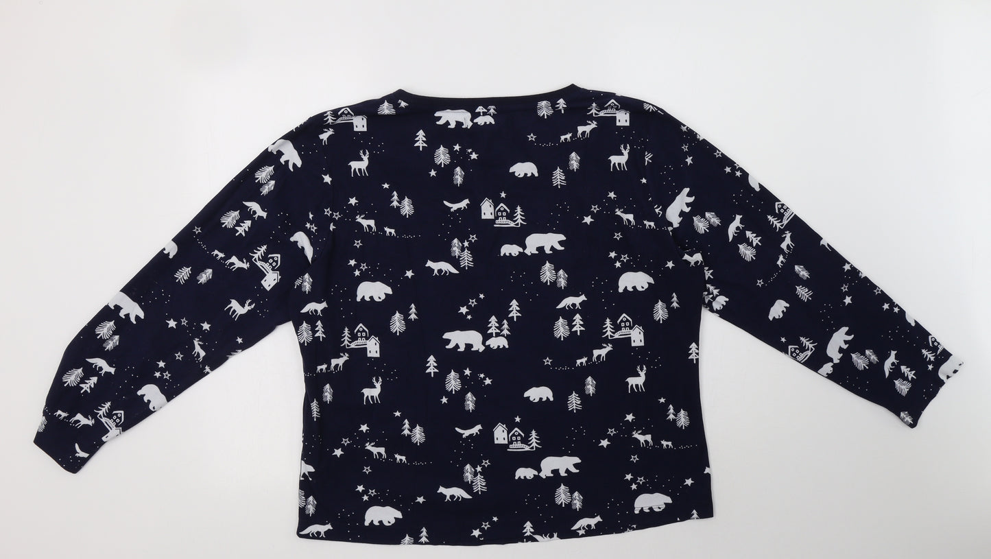 F&F Womens Blue Geometric Polyester Top Pyjama Top Size M   - Polar Bear Print