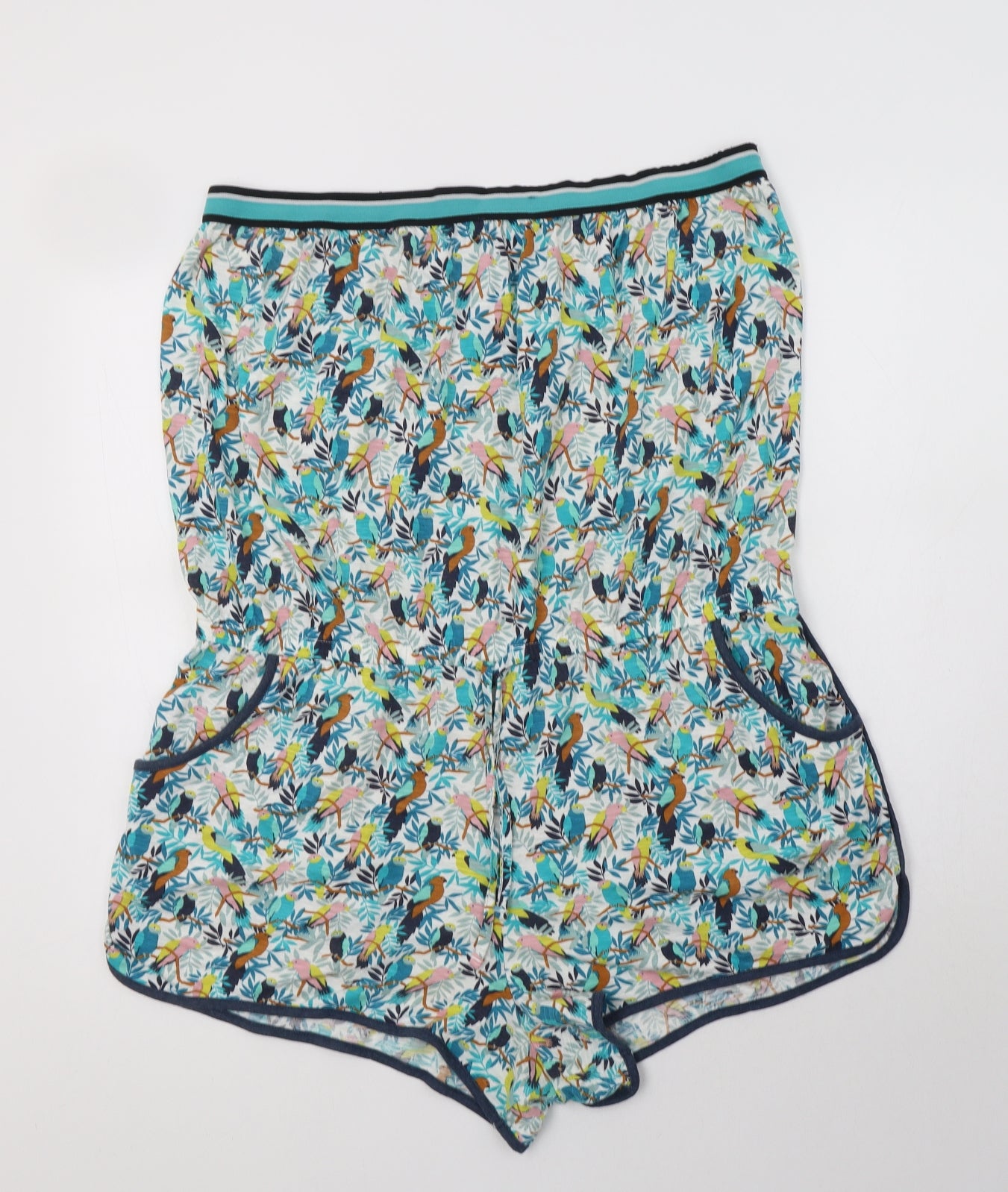 NEXT Womens Multicoloured Geometric Cotton Playsuit One-Piece Size 18   - Bird Print