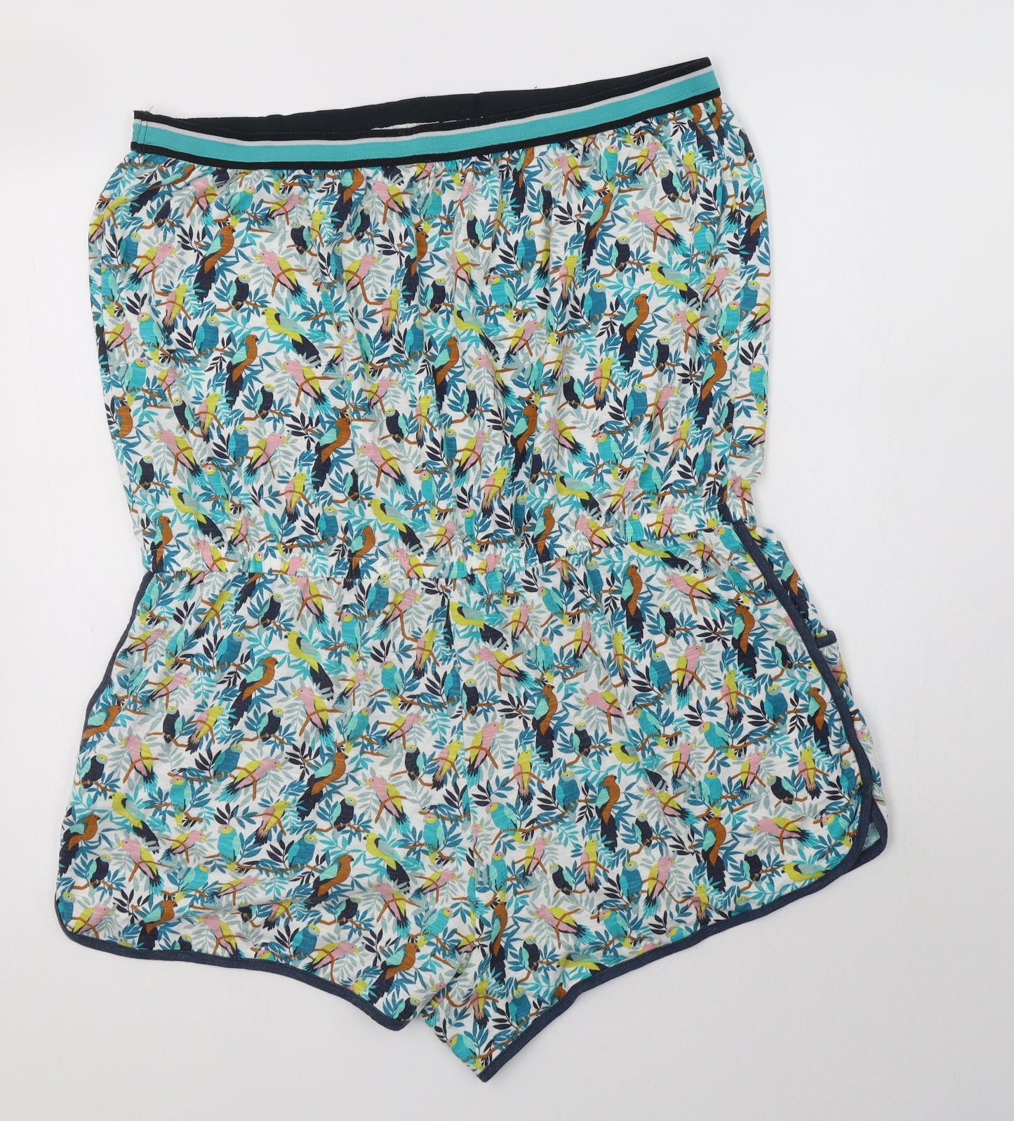 NEXT Womens Multicoloured Geometric Cotton Playsuit One-Piece Size 18   - Bird Print