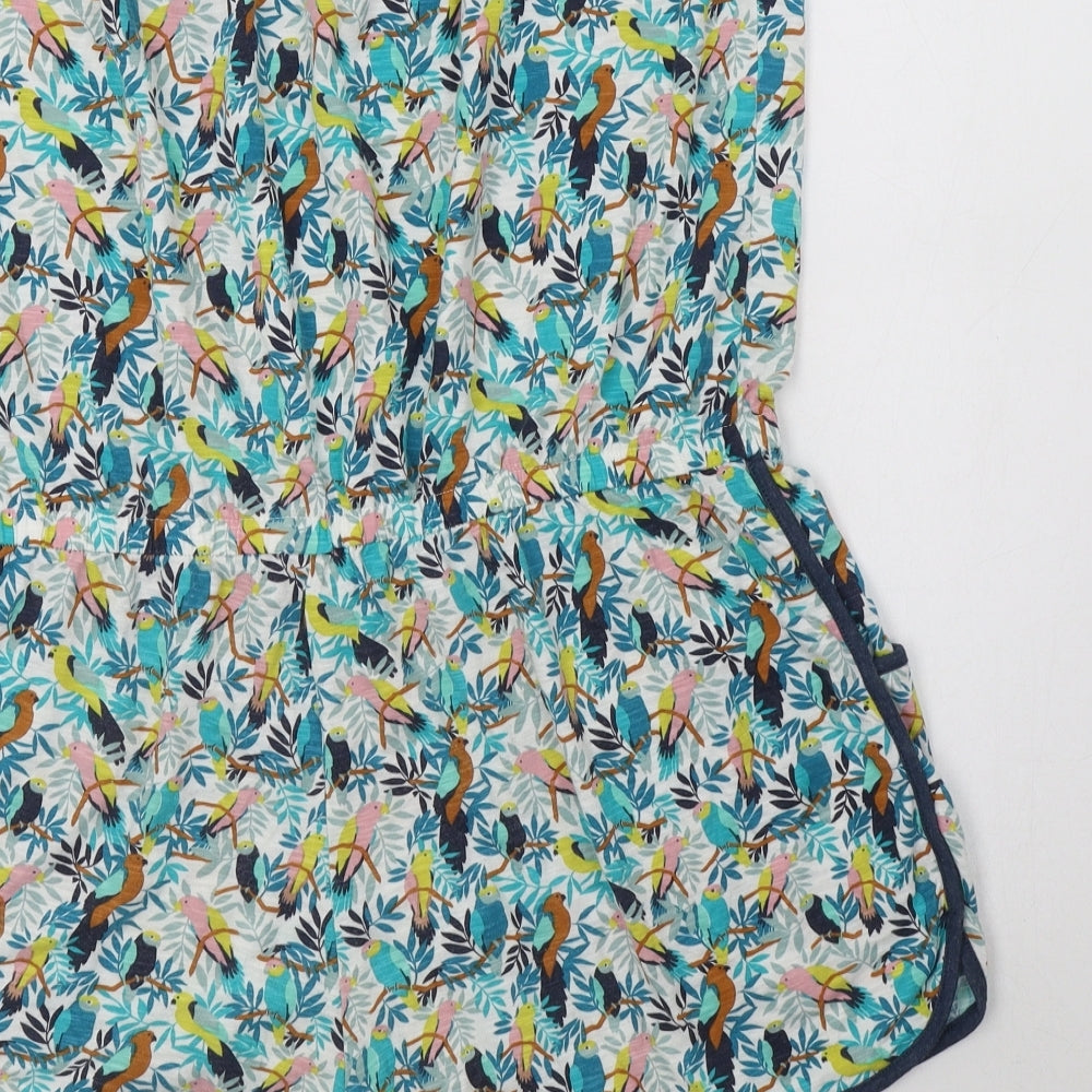 NEXT Womens Multicoloured Geometric Cotton Playsuit One-Piece Size 18   - Bird Print