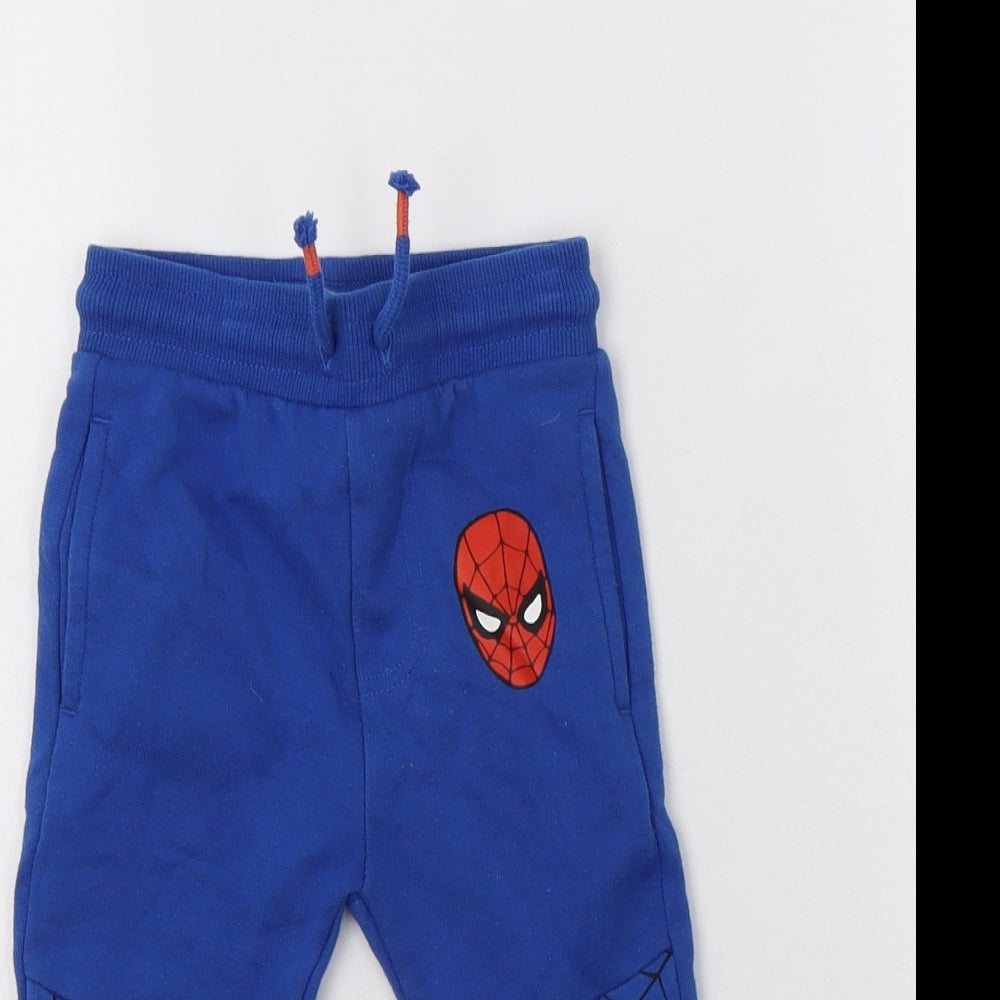 Marvel Baby Blue  Cotton Jogger Trousers Size 12-18 Months  Drawstring - Spider-Man